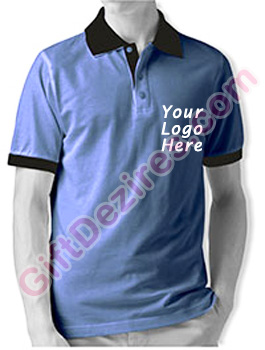 Designer Imperial Blue and Black Color Logo Printed T Shirts